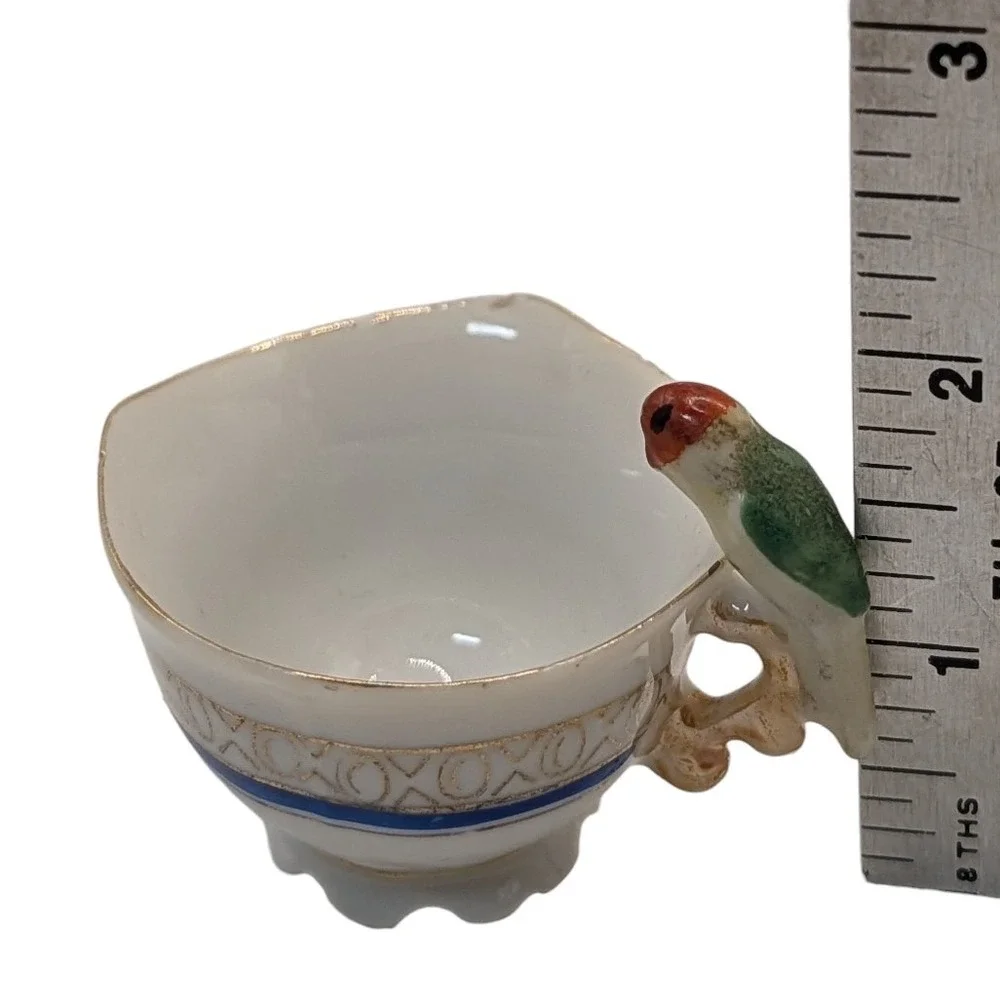 Vintage Demitasse Cup and Saucer Bird‎ on Handle Mid Century Modern Japan SEE